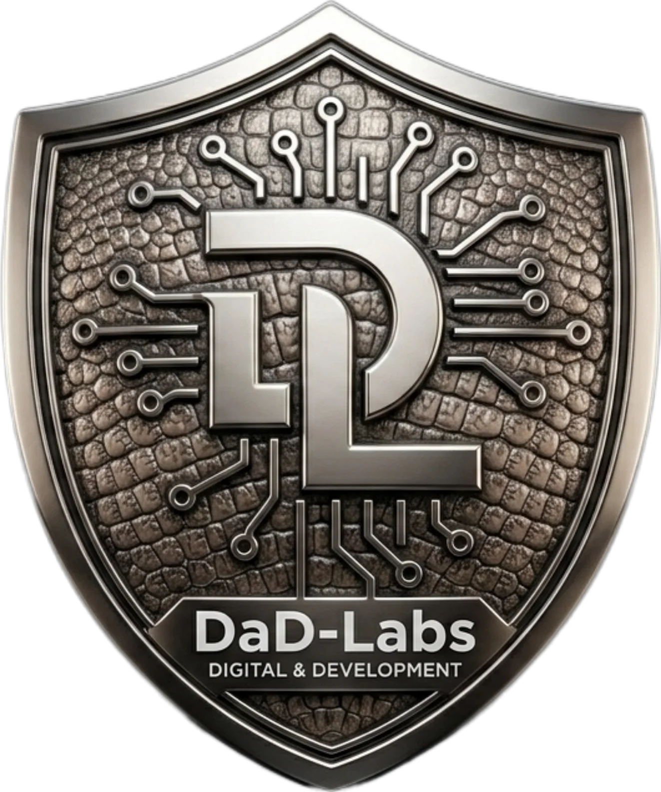 Red metallic DaD-Labs shield logo